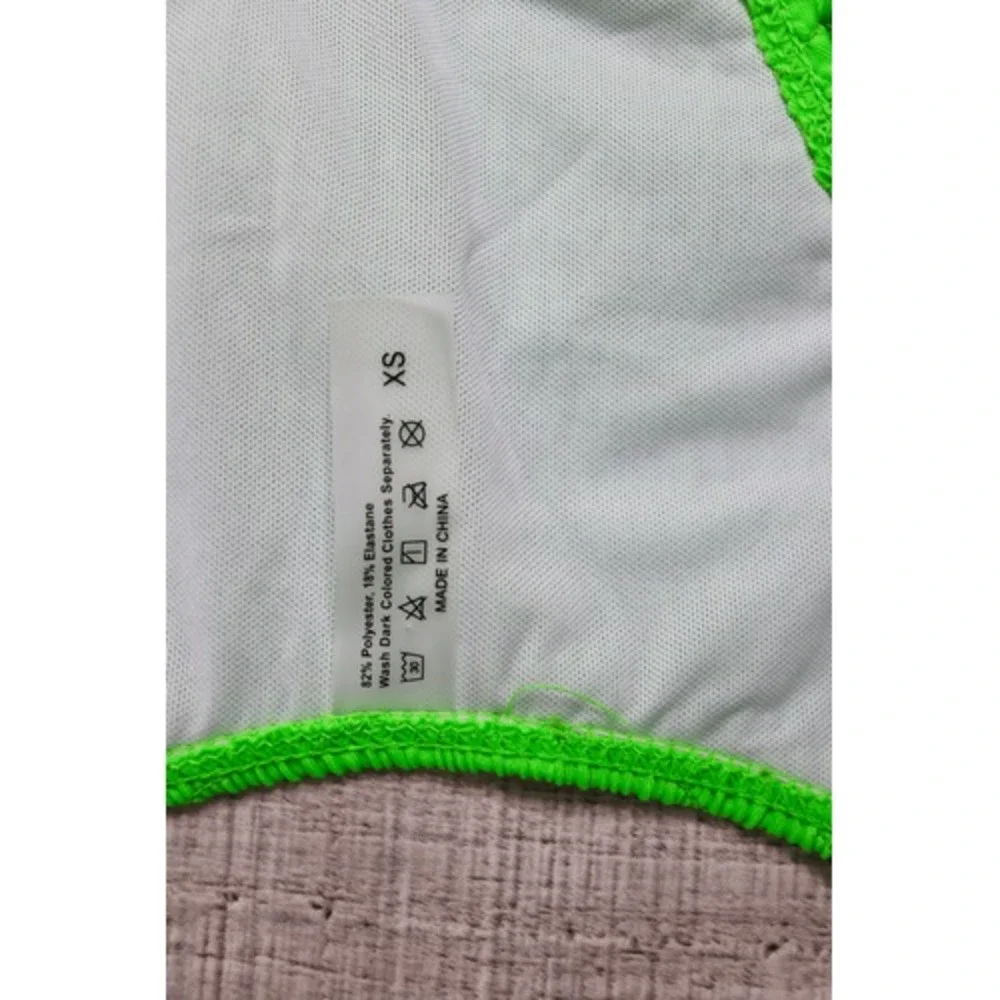 Shein Green Textured High‎ Waisted Cheeky Bikini Swim Bottom XS Neoncore